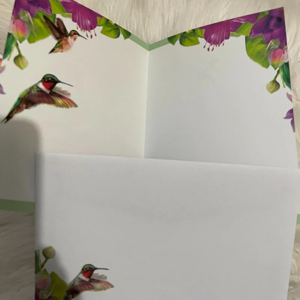 6 Assorted Greeting Cards Animals & Flowers matching print envelopes